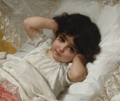 Émile Munier – Dziewczynka na poduszce – reprodukcja
