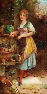 Zabateri Zatzka – Dziewczyna z owocami – obraz na płótnie
