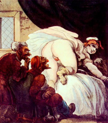 Zuzanna i starcy, Rowlandson - rysunek erotyczny wydruk na płótnie